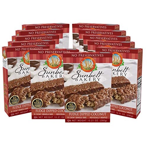 Fudge-Dipped Coconut Chewy Granola Bars 10-Count 12 Boxes By S