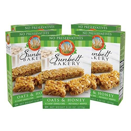 Sunbelt Bakery Oats &Amp; Honey Chewy Granola Bars, 5 Boxes, No Pres