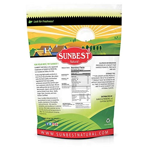 Sunbest Natural Medjool Dates, Resealable Bag, 5 Lb