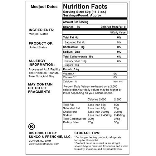 Sunbest Natural Medjool Dates, Resealable Bag, 5 Lb