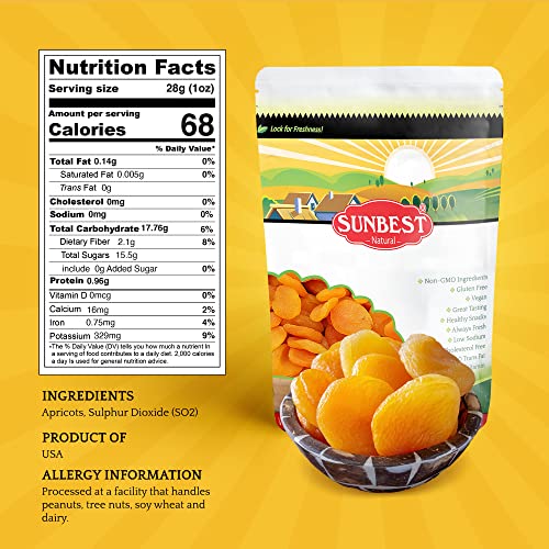 Sunbest Natural Dried Jumbo Turkish Apricots, Golden, Non-GMO, V...
