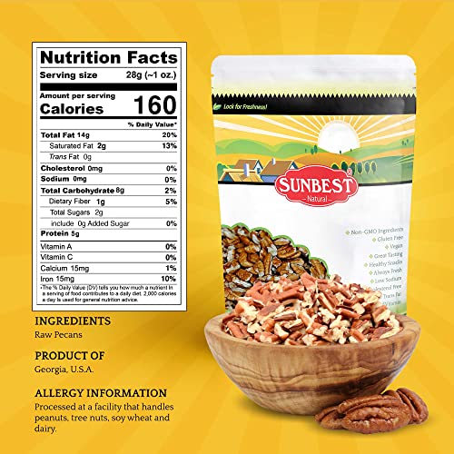 Sunbest Natural - Fancy Georgia Raw Pecans Pieces, Unsalted Peca...