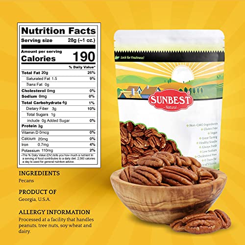 Sunbest Natural - Fancy Georgia Raw Whole Pecans Shelled, Unsalt...
