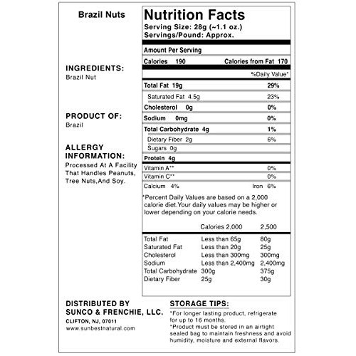 Sunbest Whole, Raw, Shelled Brazil Nuts In Resealable Bag … 3 Lb