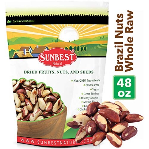 Sunbest Whole, Raw, Shelled Brazil Nuts In Resealable Bag … 3 Lb