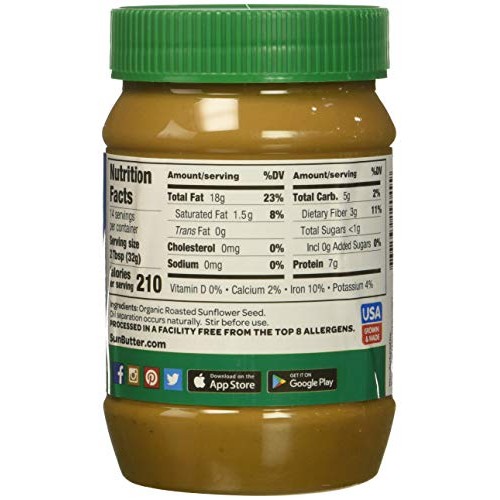 Sunbutter Organic Sunflower Seed Spread, 16-Ounce Plastic Jar