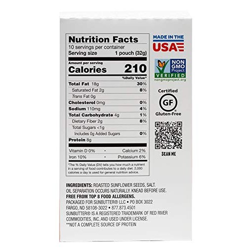 SunButter Sunflower Butter No Sugar Added 1.1oz Pouches - 30 ct,...