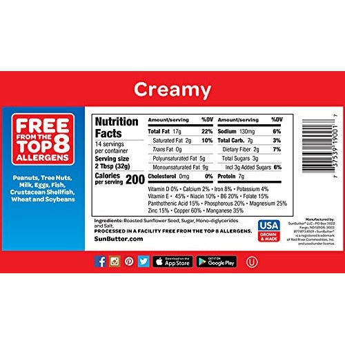 Sunbutter Sunflower Butter Original Creamy 5Lb Containers, Pack