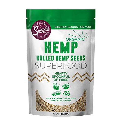 Suncore Foods - Premium Quality 100% Organic Hemp Seeds, 8Oz Res