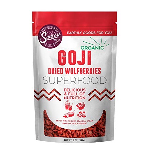 Suncore Foods - Premium Quality 100% Organic Goji Berries, 8Oz.