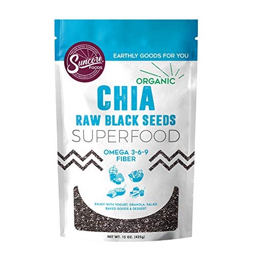 Suncore Foods – Organic Black Chia Seeds, 15Oz Bag, Gluten Free