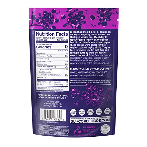 Suncore Foods - Premium Dried Black Goji Berries Superbloom, No