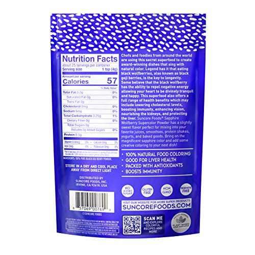 Suncore Foods – Premium Sapphire Wolfberry Supercolor Powder, 3.