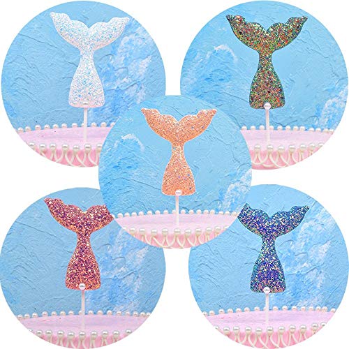 Mermaid Tail Cupcake Toppers, Sundecor Glitter Bling Baking Cake...