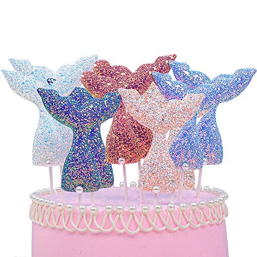 Mermaid Tail Cupcake Toppers, Sundecor Glitter Bling Baking Cake...