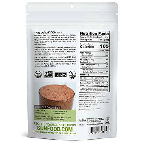 Sunfood Superfood Brazil Nuts - Raw Organic - Non Gmo - Rich In