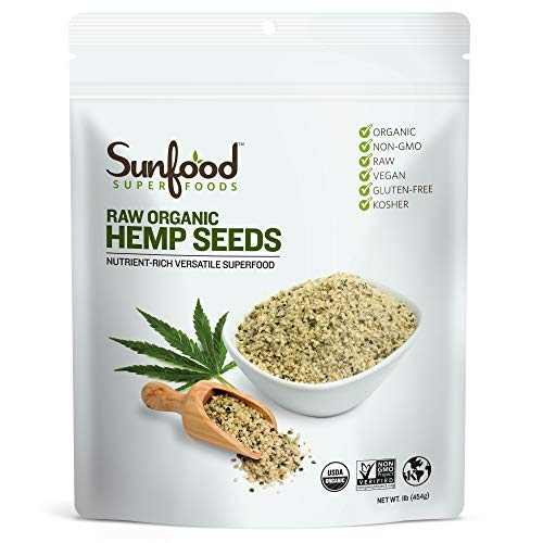 Sunfood Superfoods Raw Organic Shelled Hemp Seeds. Non-Gmo, Vega