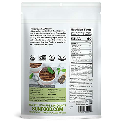 Sunfood Superfoods Chia Seed Powder - Raw Organic - Bulk Value -