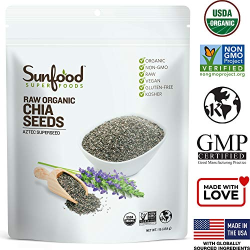 Sunfood Superfoods Chia Seeds - Raw, Organic, Whole - Omega Rich