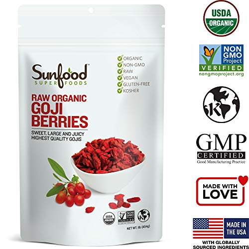 Sunfood Superfoods Goji Berries, Raw Organic. 8 Oz Bag