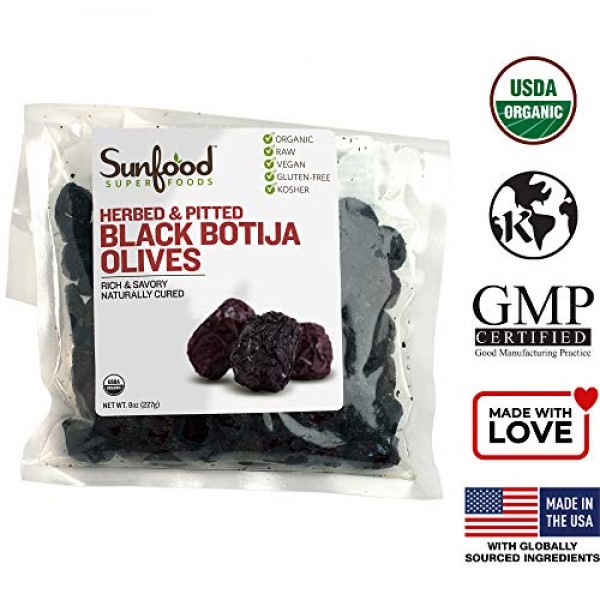 Sunfood Superfoods Organic Raw Olives - Herbed & Pitted Peruvian...