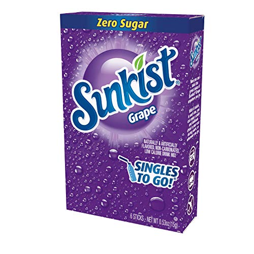 Sunkist Soda Singles To Go Drink Mix, Grape, 12 Boxes With 6 Pac