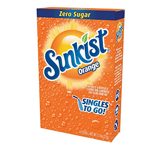 Sunkist Soda Singles To Go Drink Mix, Orange, 12 Boxes With 6 Pa