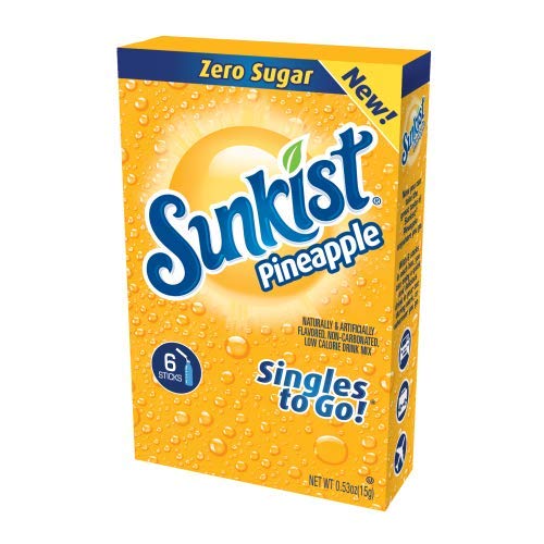 Sunkist Soda Singles To Go Drink Mix, Pineapple, 12 Boxes With 6