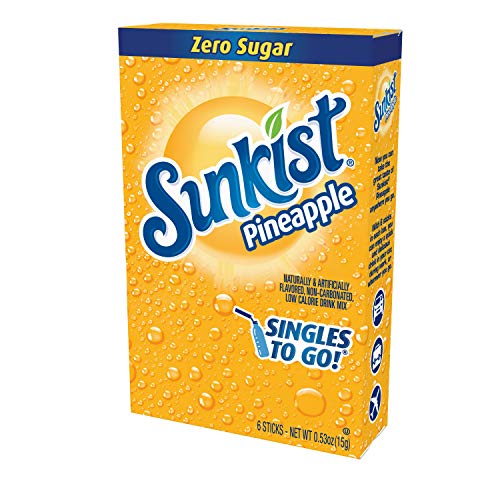 Sunkist Soda Singles To Go Drink Mix, Pineapple, 12 Boxes With 6