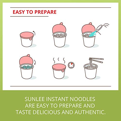Sunlee Thai Instant Noodle Cup 12 Pack - Tom Yum Shrimp Flavor,