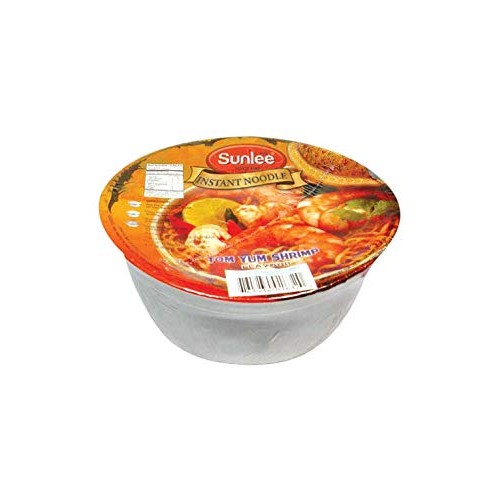 Sunlee Thai Instant Noodle Cup 12 Pack - Tom Yum Shrimp Flavor,