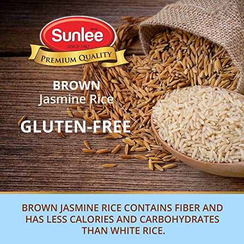 Sunlee Brown Jasmine Rice - 5 Lbs Long Grain Brown Rice, Fragran