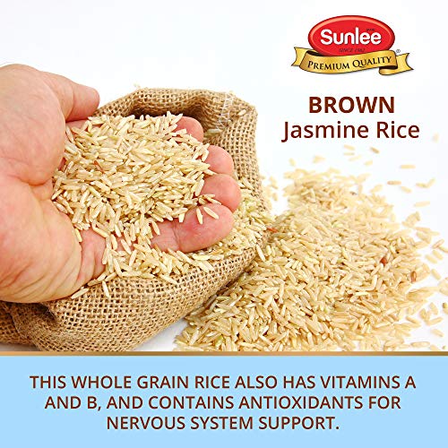 Sunlee Brown Jasmine Rice - 5 Lbs Long Grain Brown Rice, Fragran