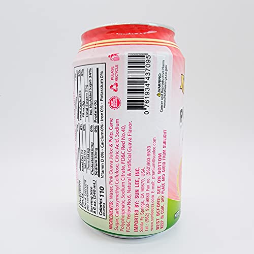 Sunlee Pink Guava Juice Drink With Pulp Sunlee 24X11 Oz 330 Ml