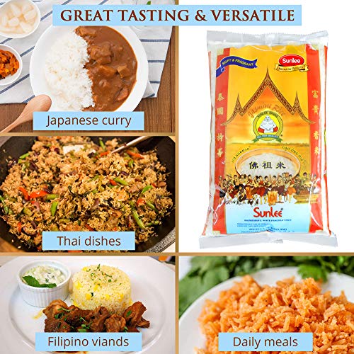 Sunlee Thai Jasmine Rice - 5 Lbs. Long Grain White Rice, Aromati