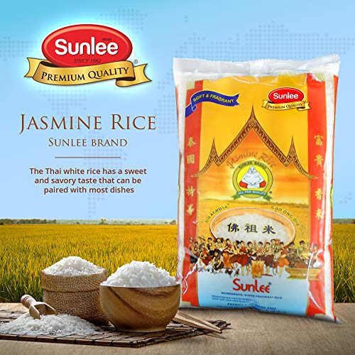 Sunlee Thai Jasmine Rice - 5 Lbs. Long Grain White Rice, Aromati