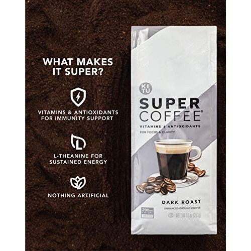 Kitu Super Coffee Grounds, Energy &Amp; Immunity 2X Caffeine, Vitam