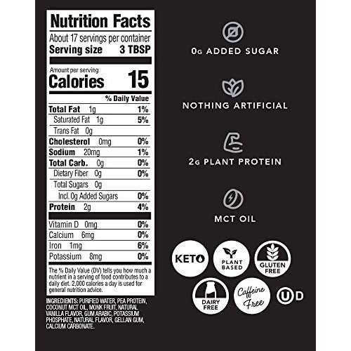 Kitu Super Creamer, Vegan Coffee Creamer 0G Sugar, 2G Protein,