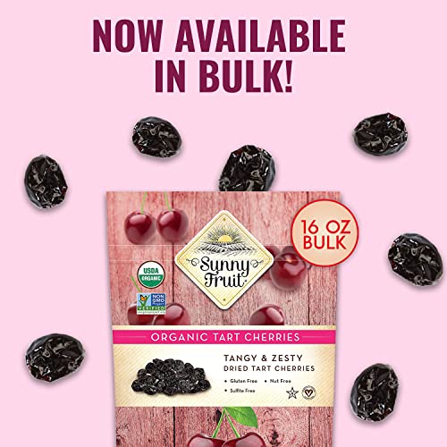 ORGANIC Dried Tart Cherries - Sunny Fruit - 16oz Bulk Bag | Pure...