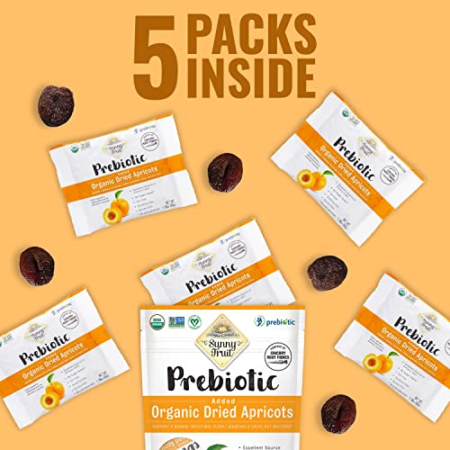 ORGANIC Prebiotic Dried Apricots - Sunny Fruit - 5 1.76oz Port...