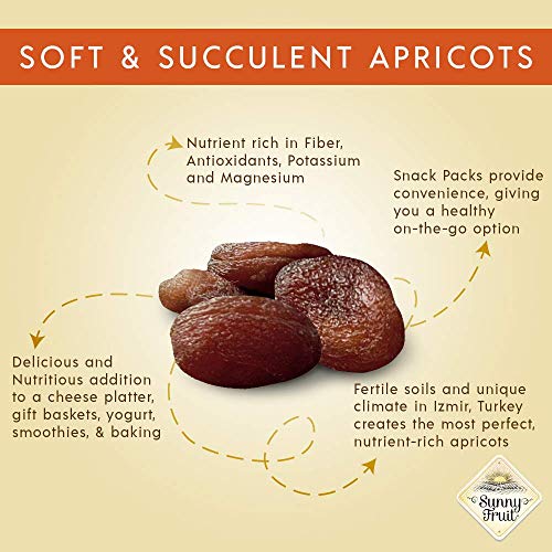 Organic Turkish Dried Apricots - Sunny Fruit - 5 1.76Oz Portio