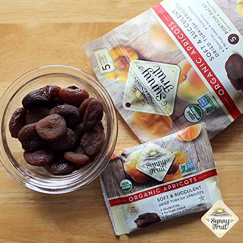 Organic Turkish Dried Apricots - Sunny Fruit - 5 1.76Oz Portio