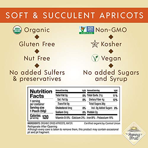 Organic Turkish Dried Apricots - Sunny Fruit - 6 Bags - 5 1.