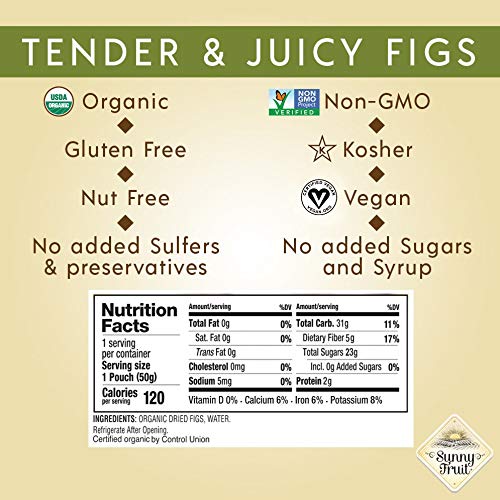 Organic Turkish Dried Figs - Sunny Fruit - 5 1.76Oz Portion Pa
