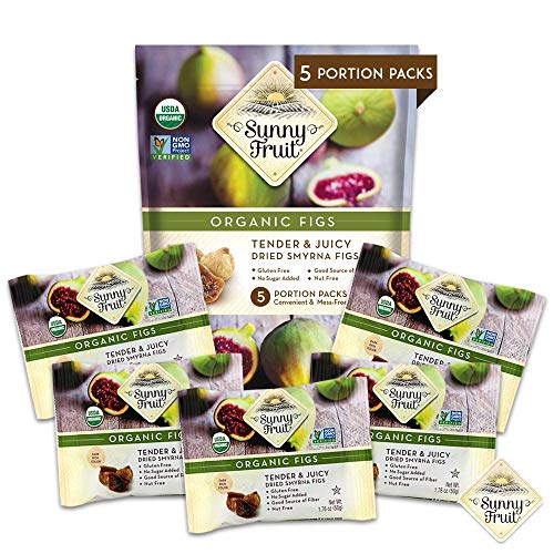 Organic Turkish Dried Figs - Sunny Fruit - 6 Bags - 5 1.76Oz