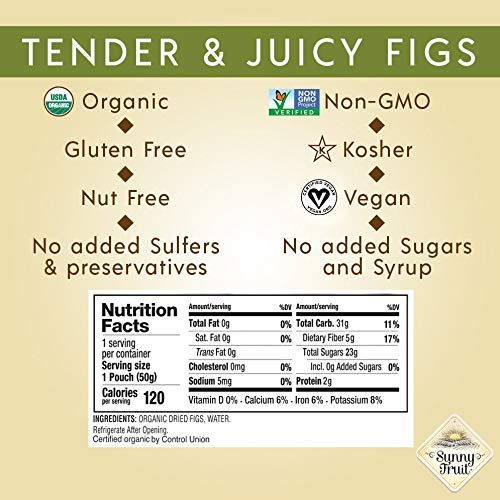 Organic Turkish Dried Figs - Sunny Fruit - 6 Bags - 5 1.76Oz