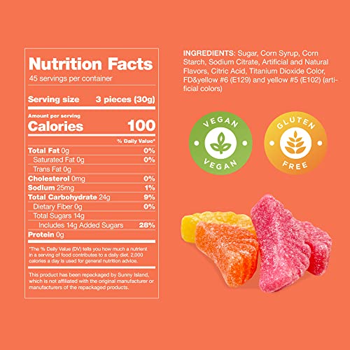 Assorted Fruit Jelly Slices Sugar-Dusted Easter Candy, Vegan, Gl...