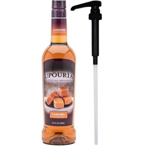Upouria Caramel Coffee Syrup Flavoring, 100% Vegan, Gluten-Free,
