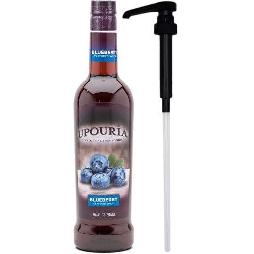 Upouria Blueberry Flavored Syrup, 100% Vegan And Gluten-Free, 75