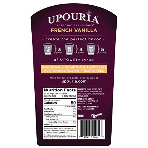 Upouria Coffee Syrup - French Vanilla Flavoring, 100% Gluten Fre